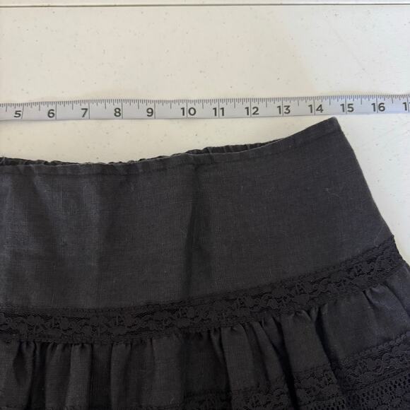 Sundance Eyelet Lace Black Linen Skirt Women’s Medium Boho Cottagecore Summer - Picture 7 of 8